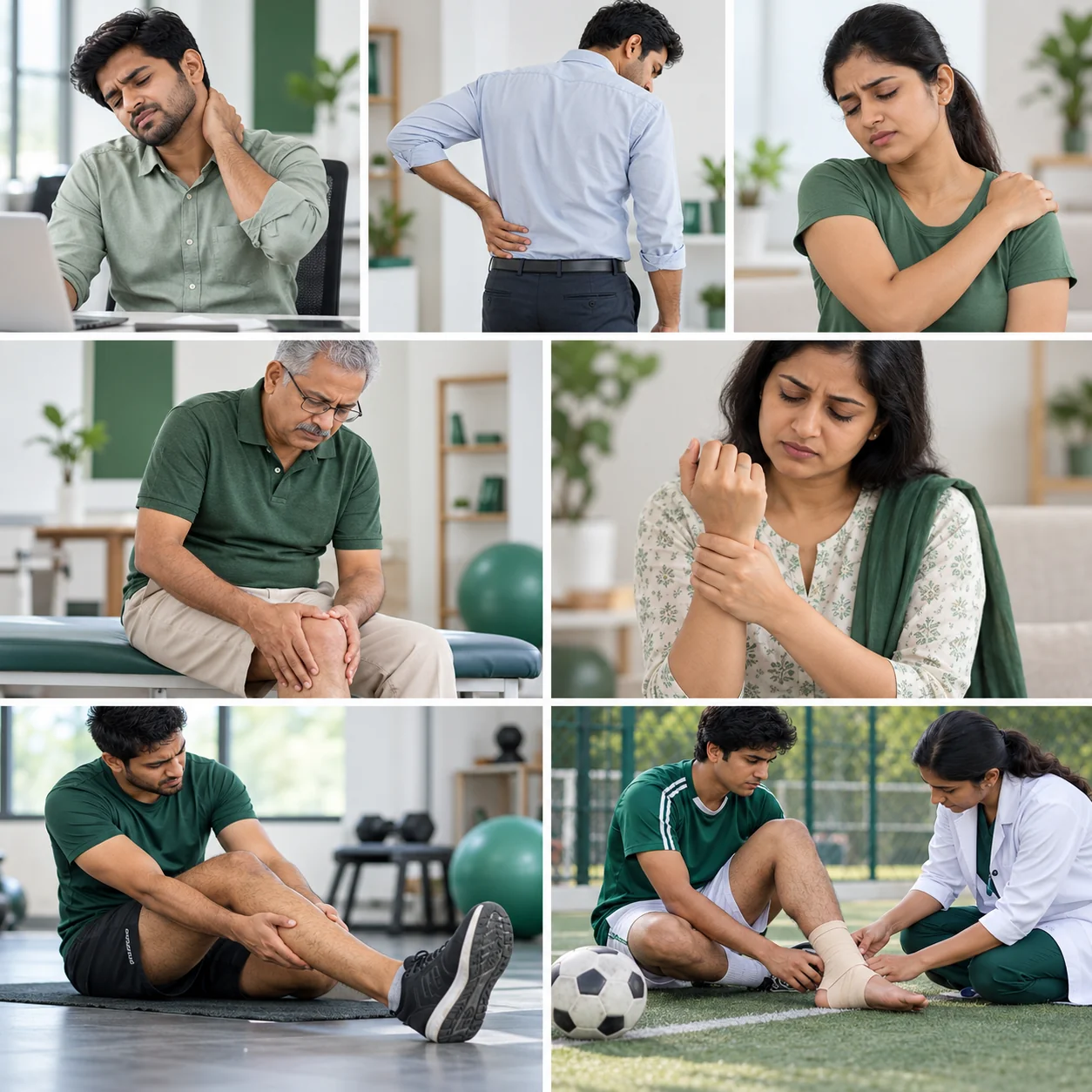 Seven-panel guide to common pain