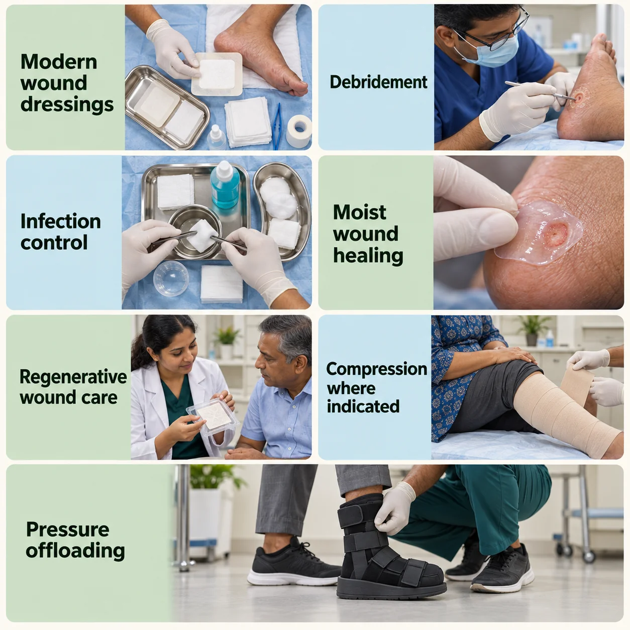 Seven-panel wound care guide