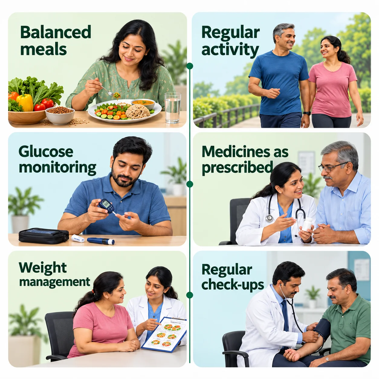 Six-panel diabetes care guide