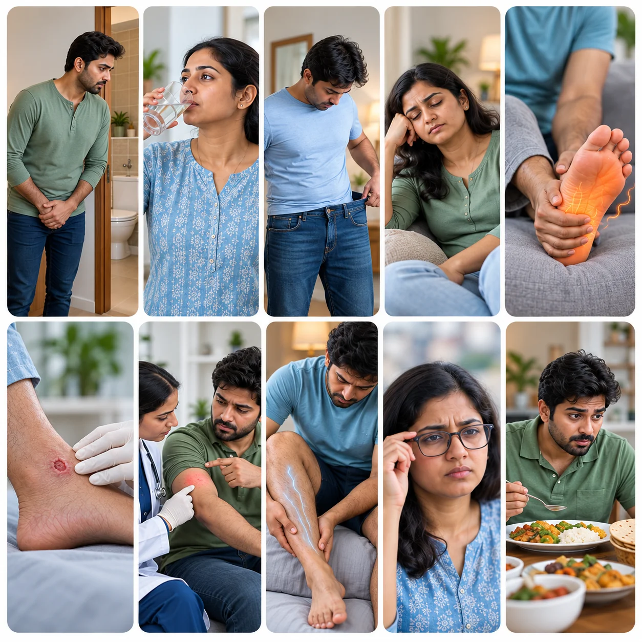 Ten-panel clinical warning sign collage